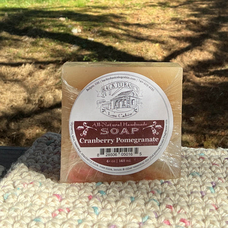 Bar of soap with a label in a park setting