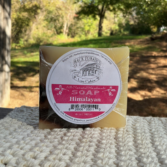 Packaged product with a label on a textured surface outdoors